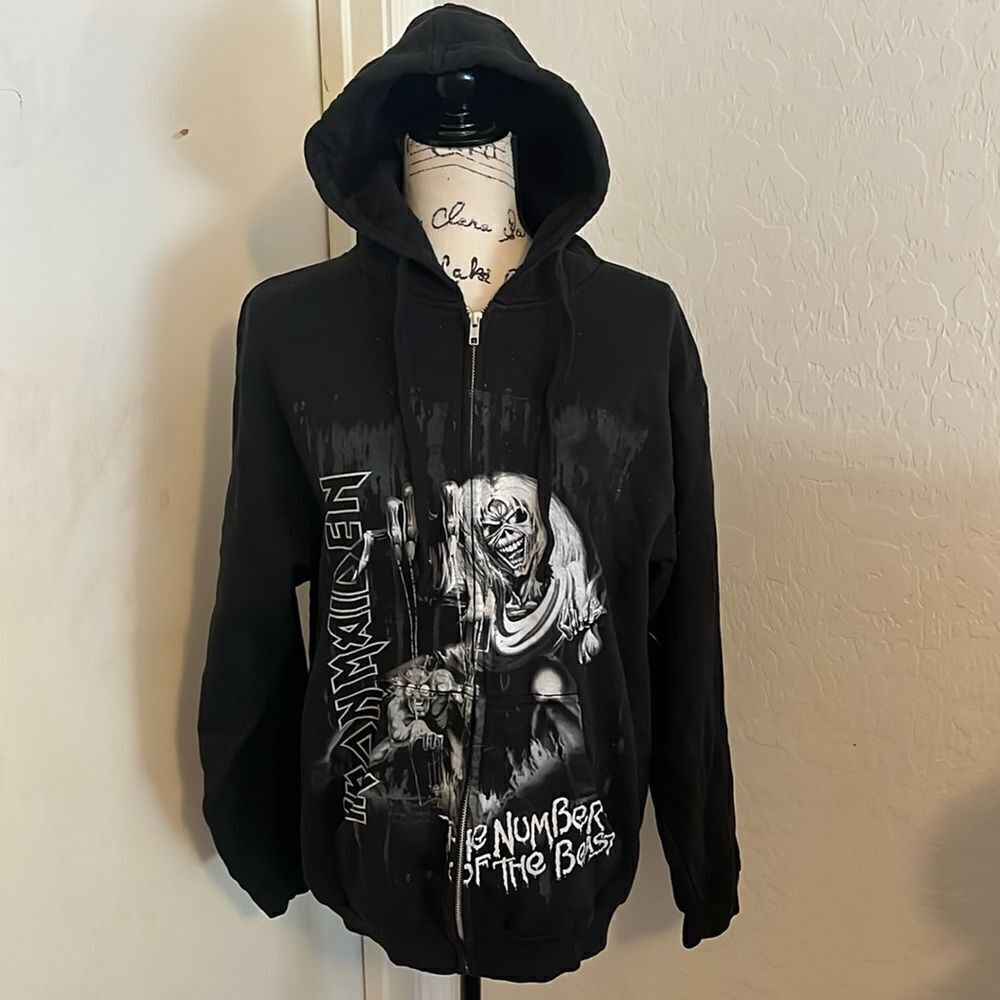 Iron Maiden Band Music Black Graphic Zipper Closure Sweatshirt